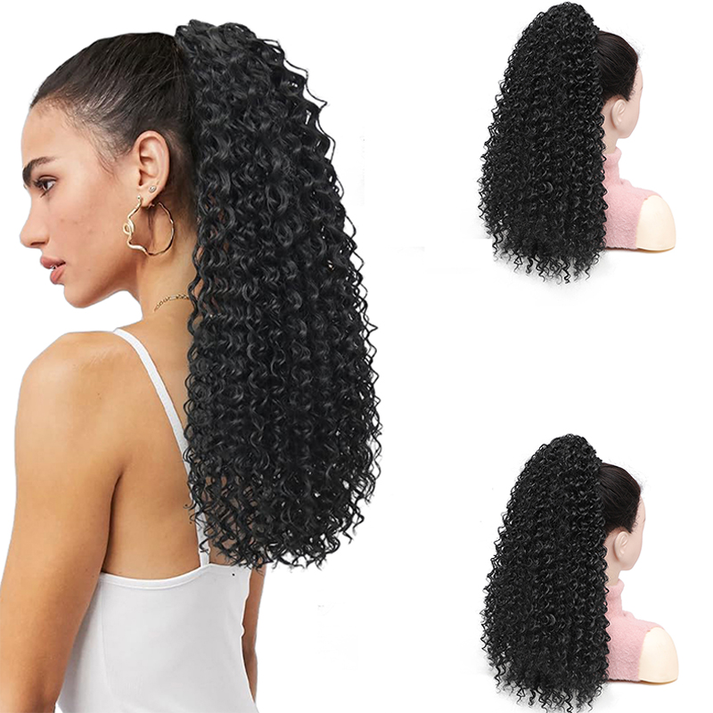 Drawstring Afro Curly Puff Ponytail - Rambut Palsu Model Afro Puff Keriting,