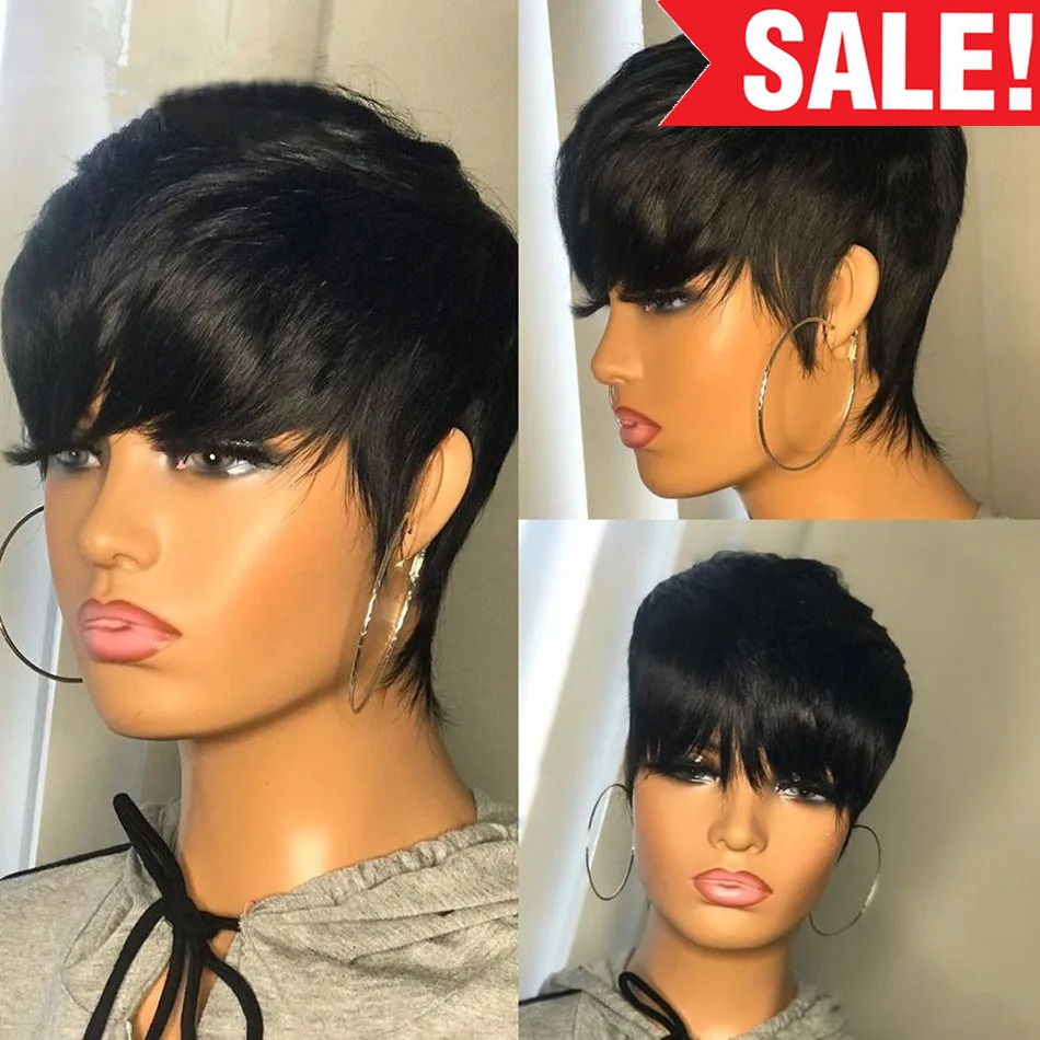 Short Pixie Cut Wig Human Hair Cheap - Wig rambut manusia pendek model pixie