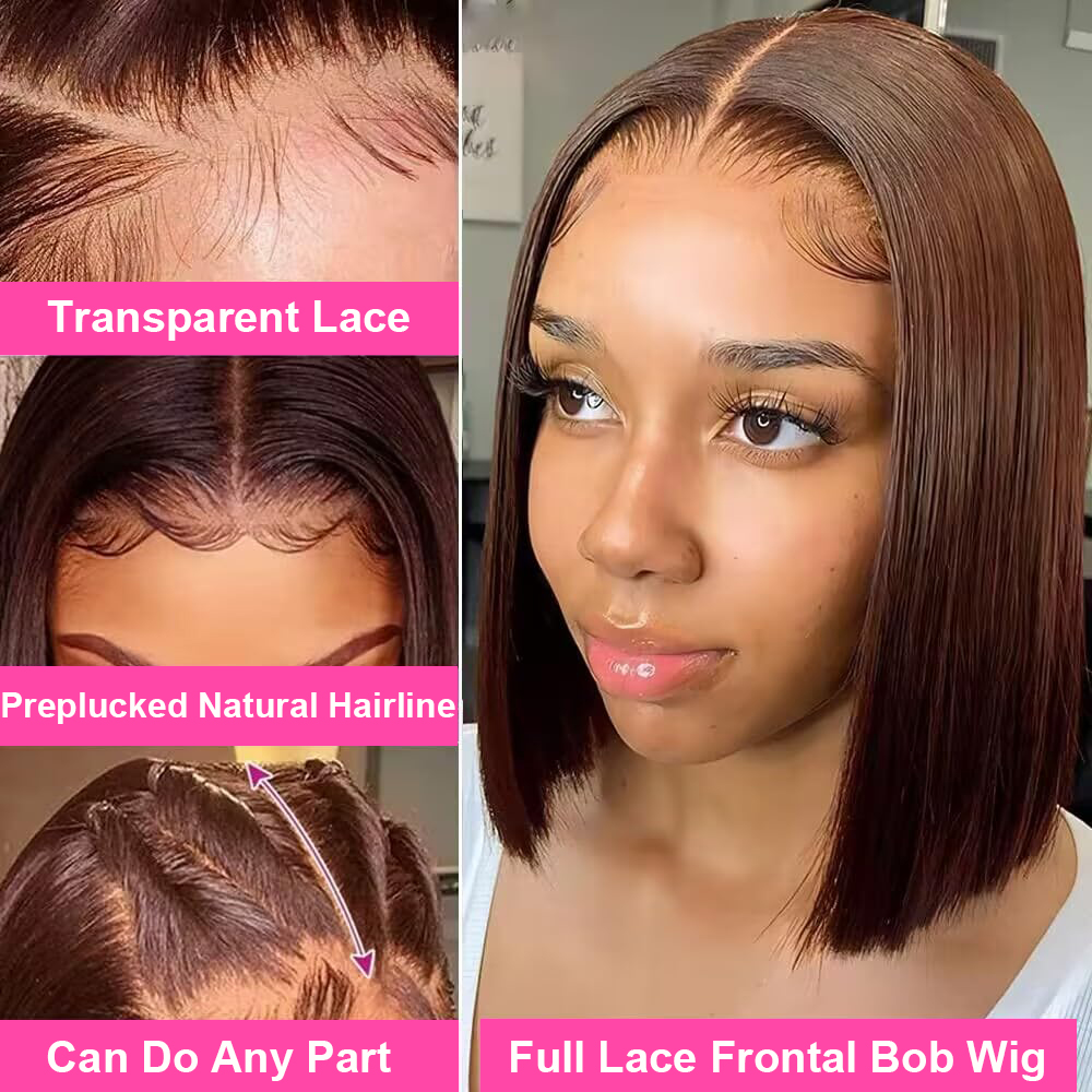 Wig Bob Lurus Lace Front Rambu - Glueless Wear And Go Human Hair Wig ulasan dan harga
