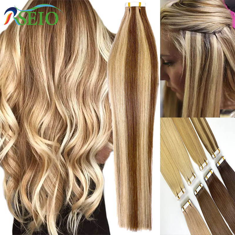 RSEIO plester lurus dalam ekst - Invisible Tape In Extensions Real Hair ulasan dan harga