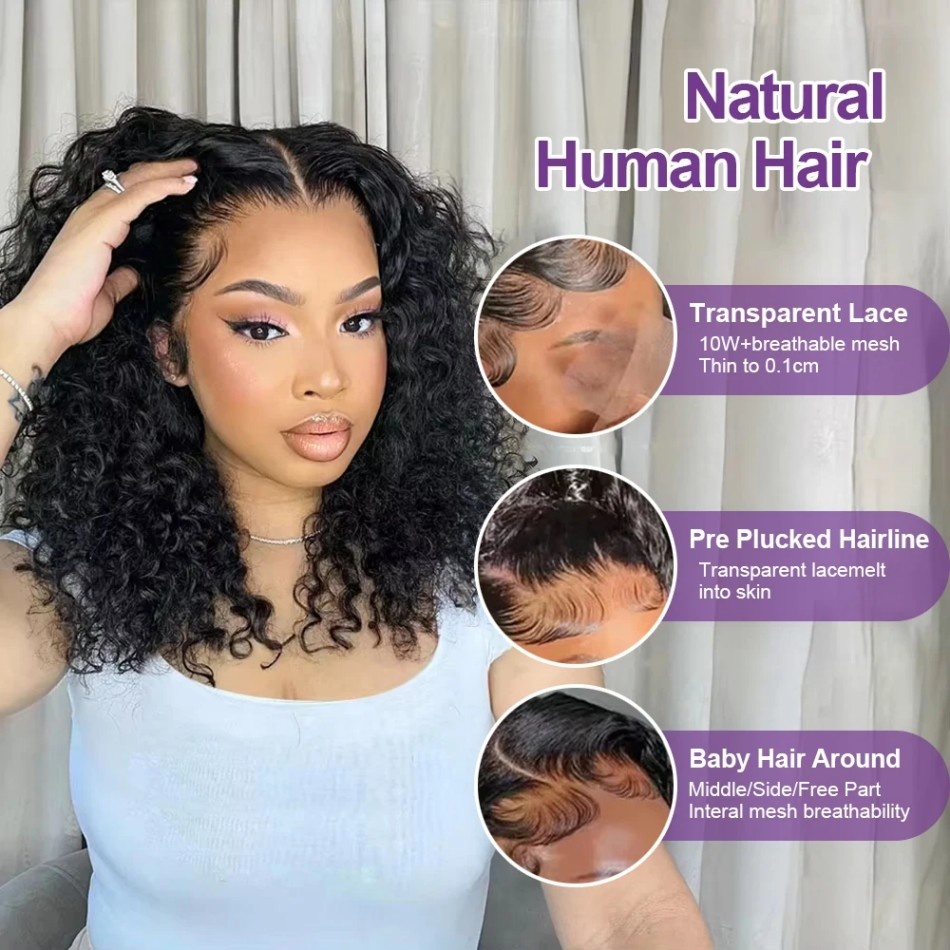 Wig Bob Pendek Tanpa Lem, Panj - Hd Lace Frontal Wig Human Hair Pre Plucked ulasan dan harga