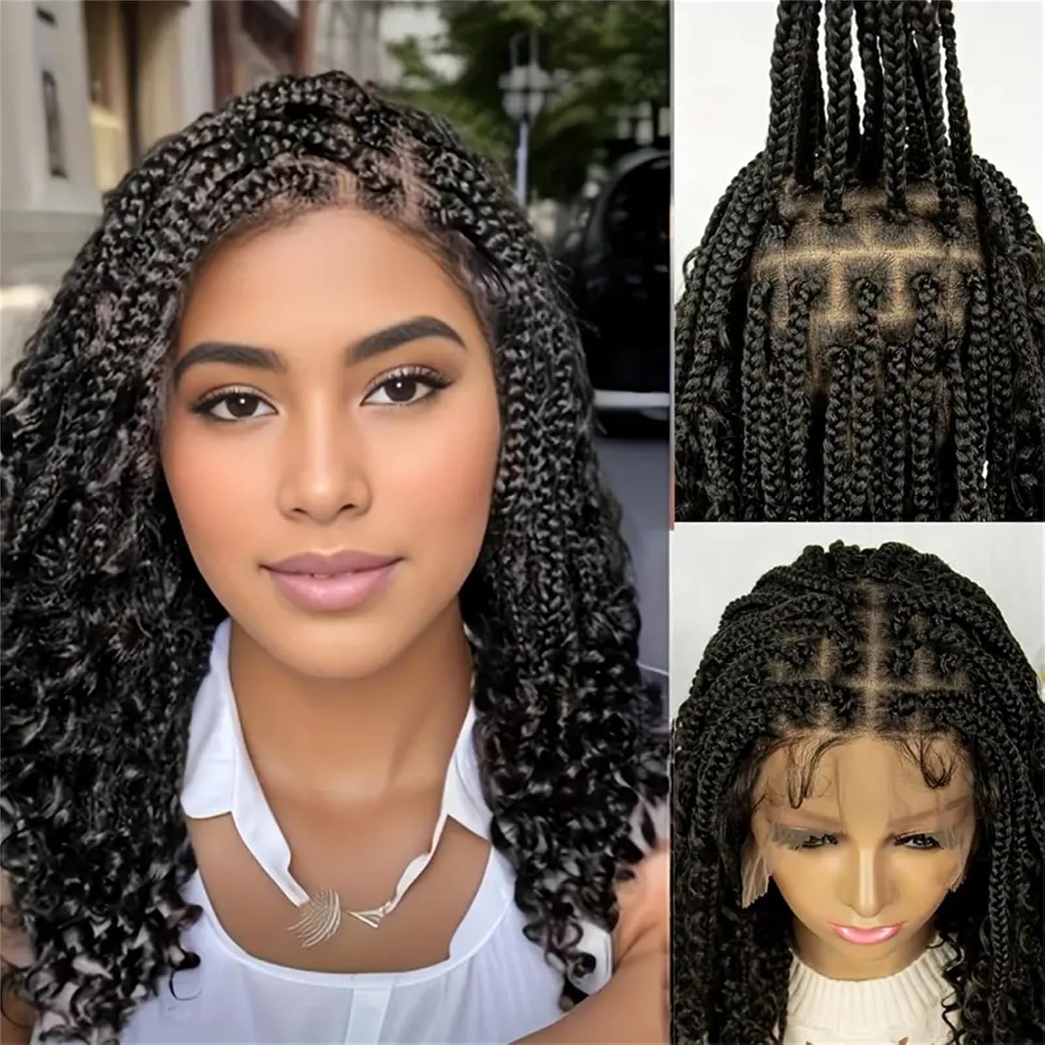 Wig Kepang Kotak Tanpa Simpul  - Synthetic Braided Wigs For Black Women ulasan dan harga