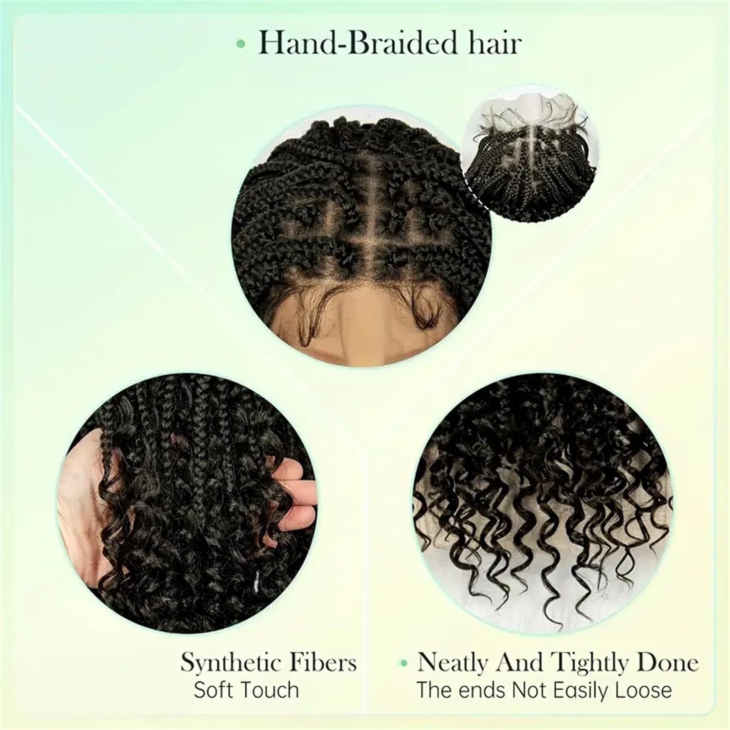 Wig Kepang Kotak Tanpa Simpul  - Synthetic Braided Wigs For Black Women ulasan dan harga