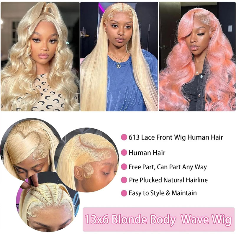 Wig dengan bagian depan berend - 613 Blonde Body Wave Lace Front Wig ulasan dan harga