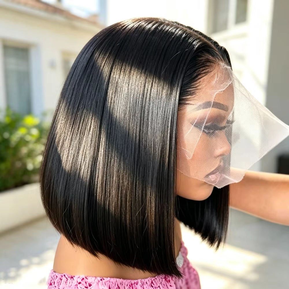 Wig dengan bagian depan berend - Pre Parted 13X4 Lace Front Bob Wig ulasan dan harga
