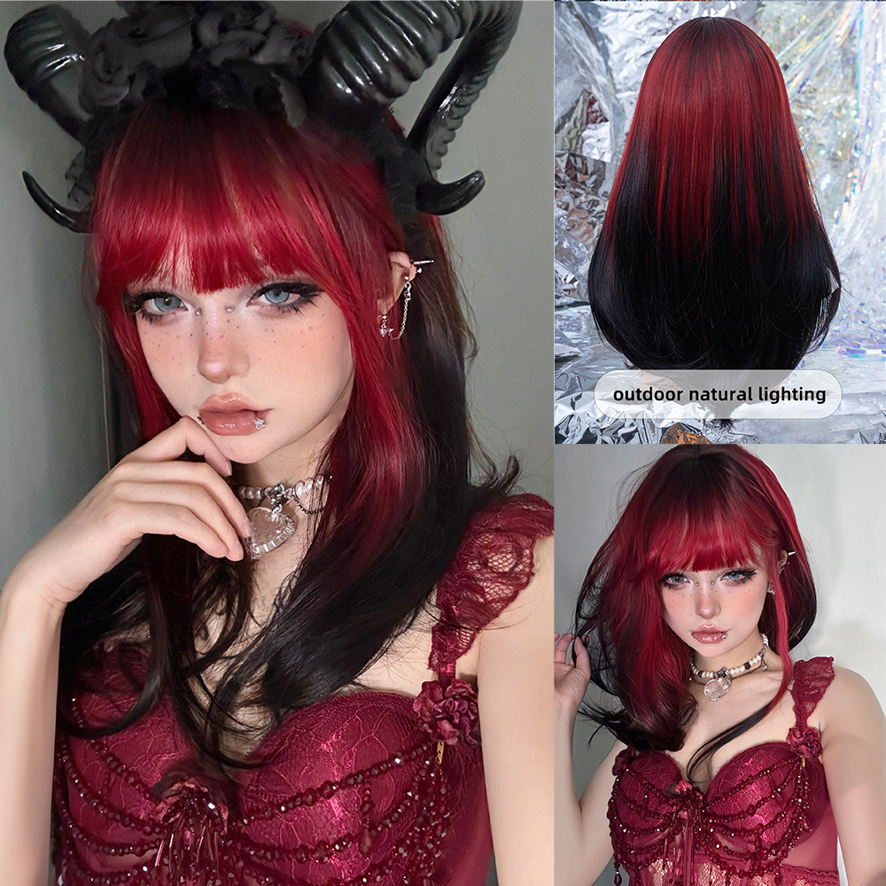 Wig Sintetis Ombre Hitam Merah - Synthetic Braided Wigs For Black Women ulasan dan harga